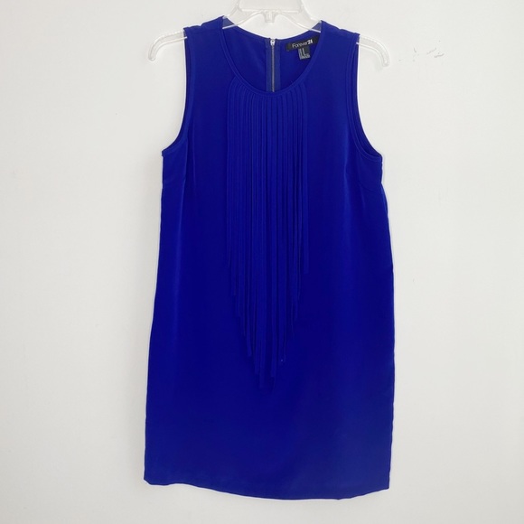 Forever 21 Dresses & Skirts - Forever21 blue dress with fringe size M